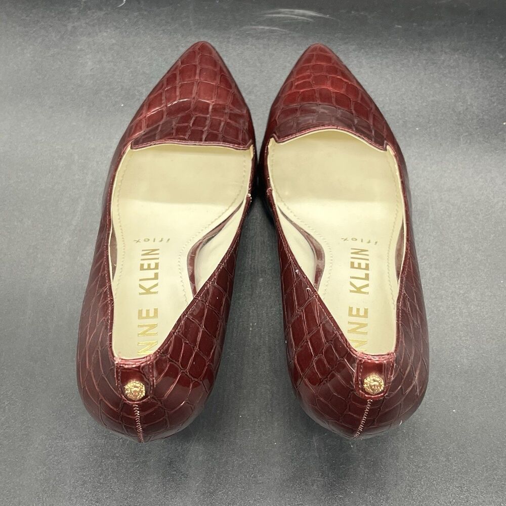 Anne Klein red Felice Iflex Pumps Women Size 7.5M Kitten Patent Leather Heels - Picture 5 of 7